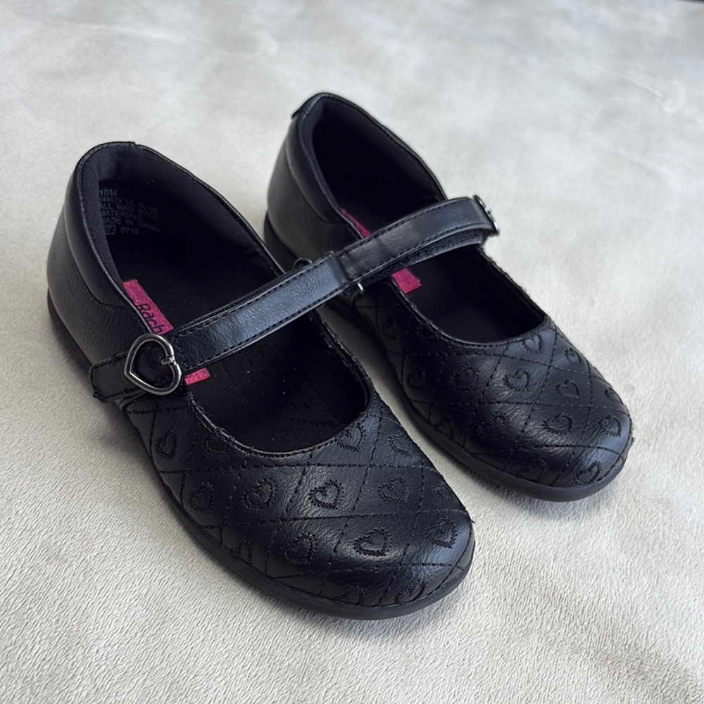 Black Heart Pattern Girls Dress Shoes